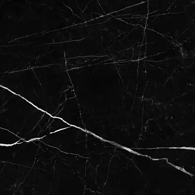 Black Wilson marble featuring deep black tones with subtle linear white veining in a refined interior setting