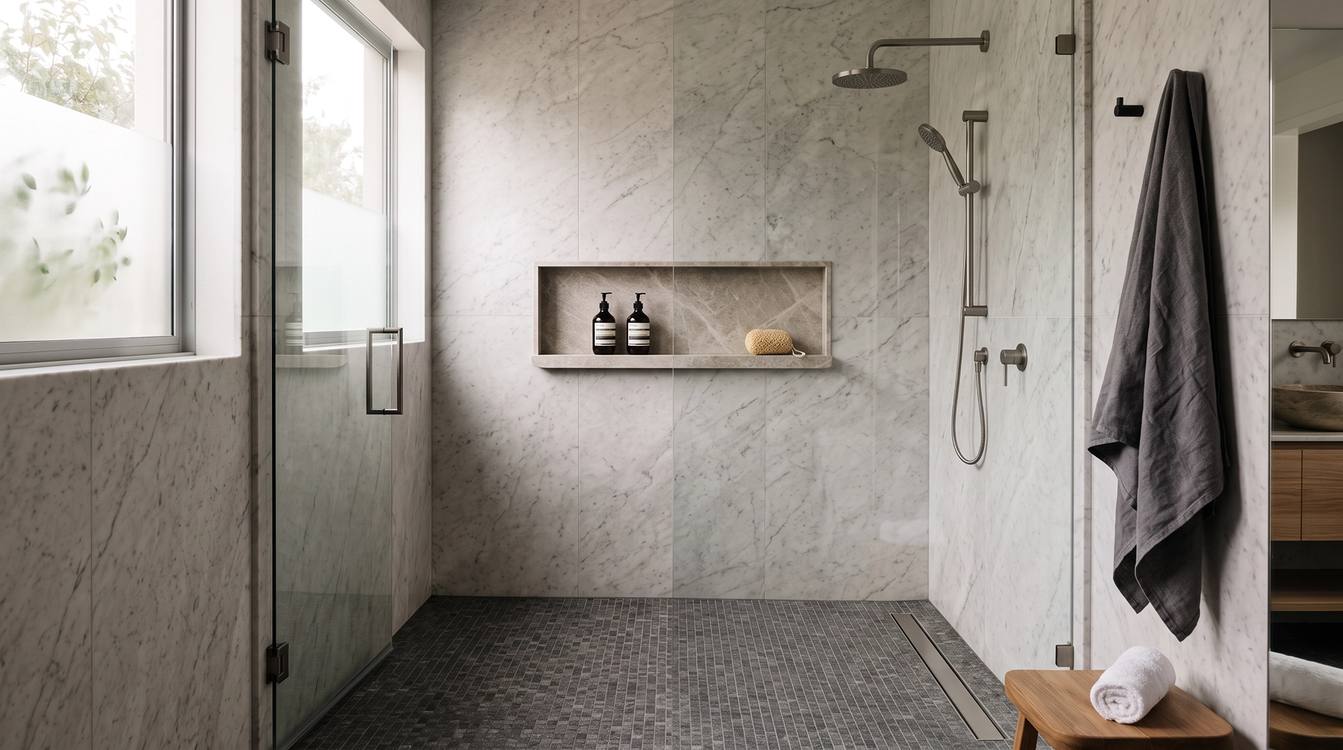 Natural Stone Shower Guide: Walls, Floors, Niches & Waterproofing ...